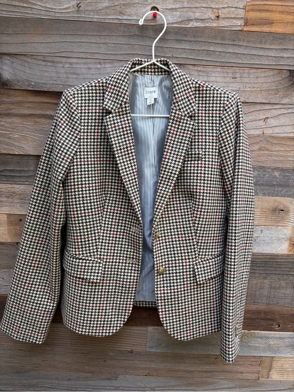 J. Crew Houndstooth blazer in Brown, Black & Cream